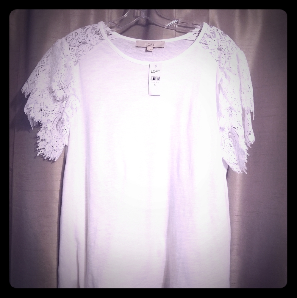 NEW Loft Lace Sleeve Tshirt